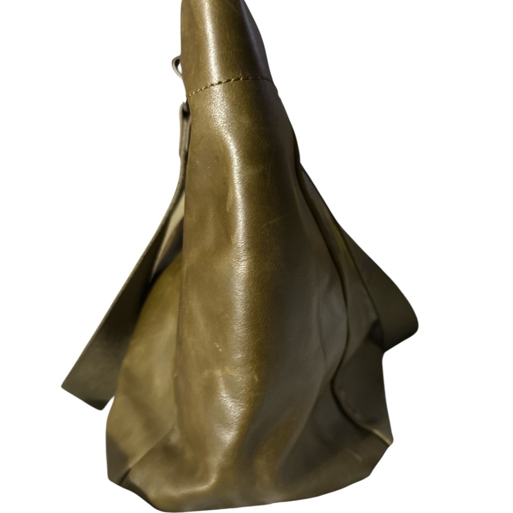 Botkier olive green huge leather tote gunmetal accents strap has botkier on it - Picture 3 of 14